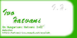 ivo hatvani business card